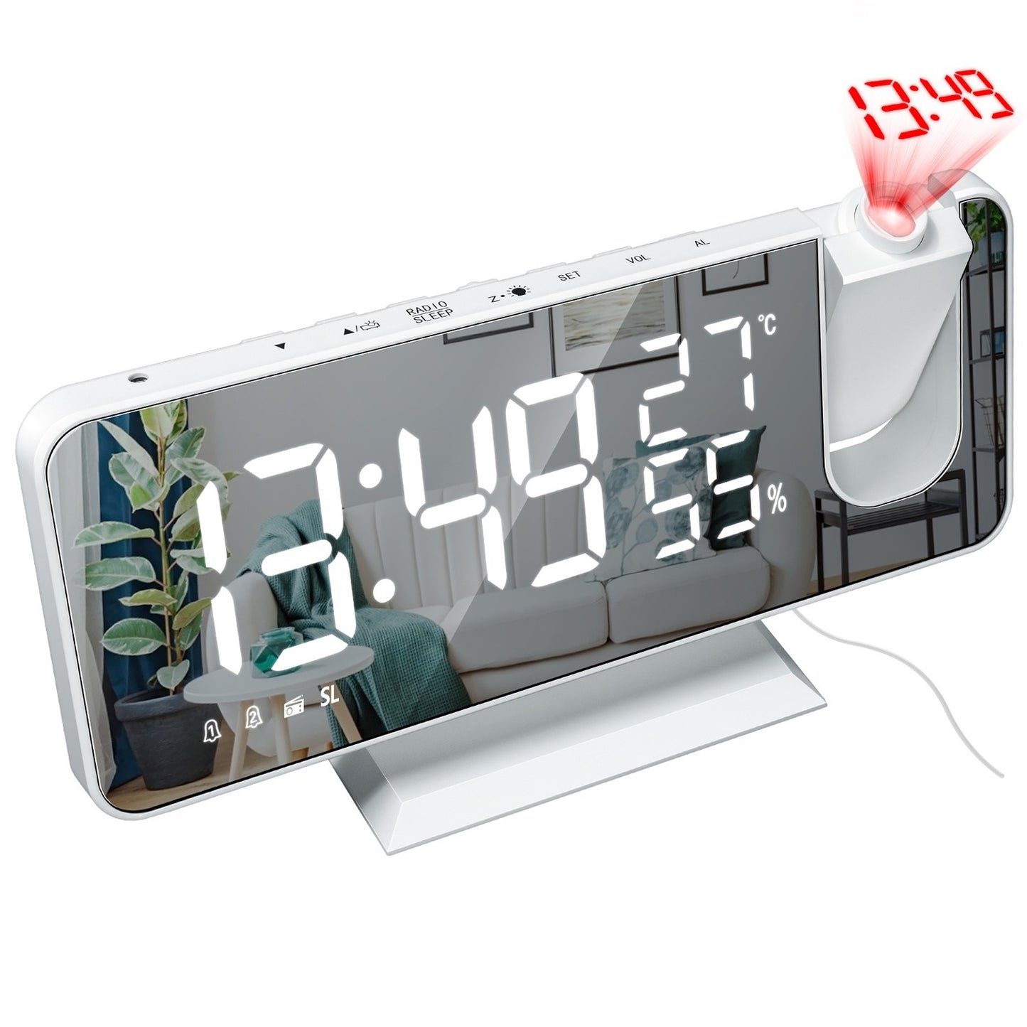 Seamless Morning<sup>TM</sup> - Projecting Mirror Alarm Clock