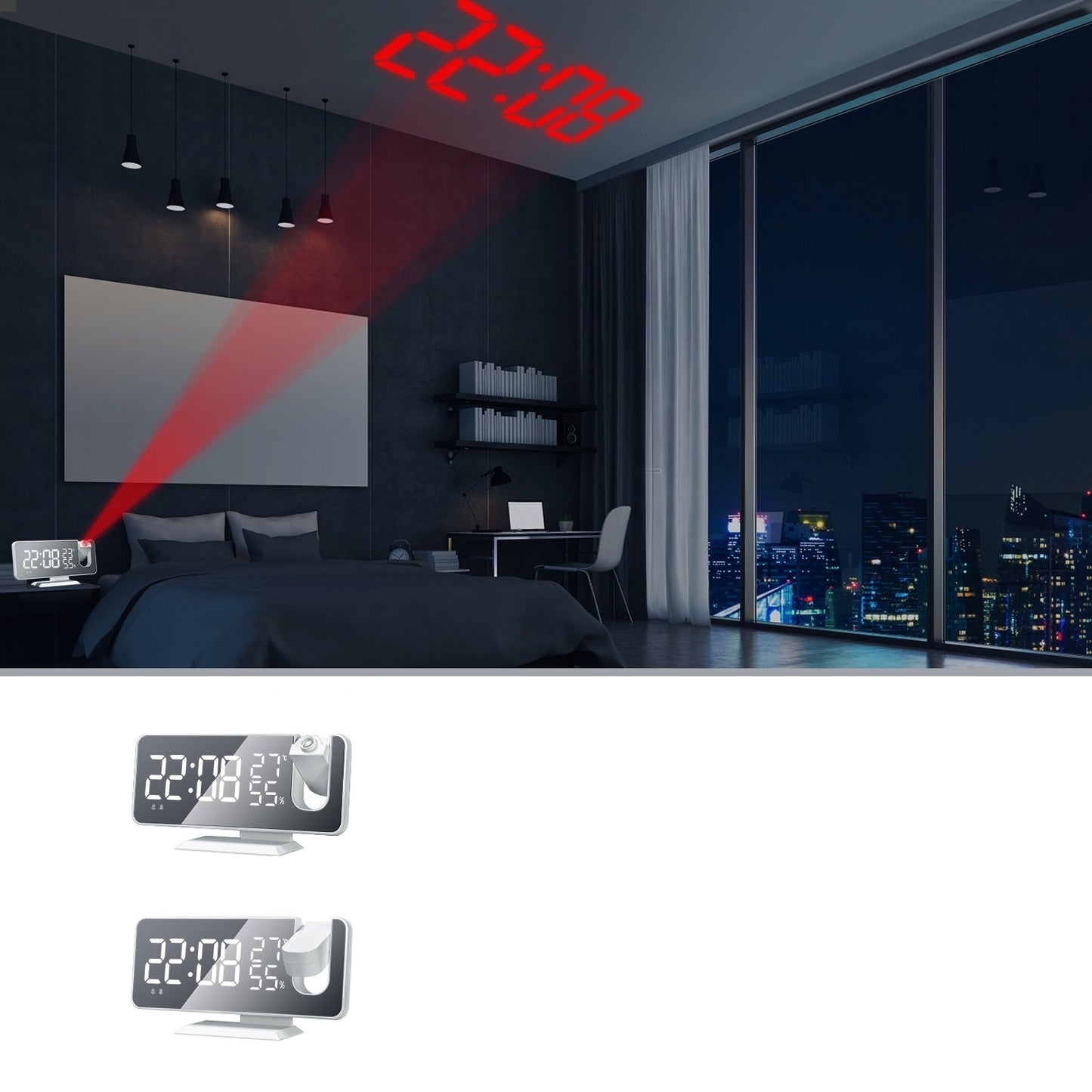 Seamless Morning<sup>TM</sup> - Projecting Mirror Alarm Clock